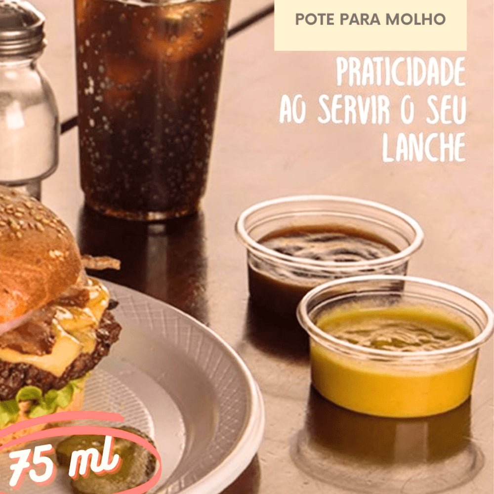Kit 3 Pacotes de Potes 75 ml P - 03 Translúcido Liso sem Tampa Copaza PS com 50 unidades - e - dona