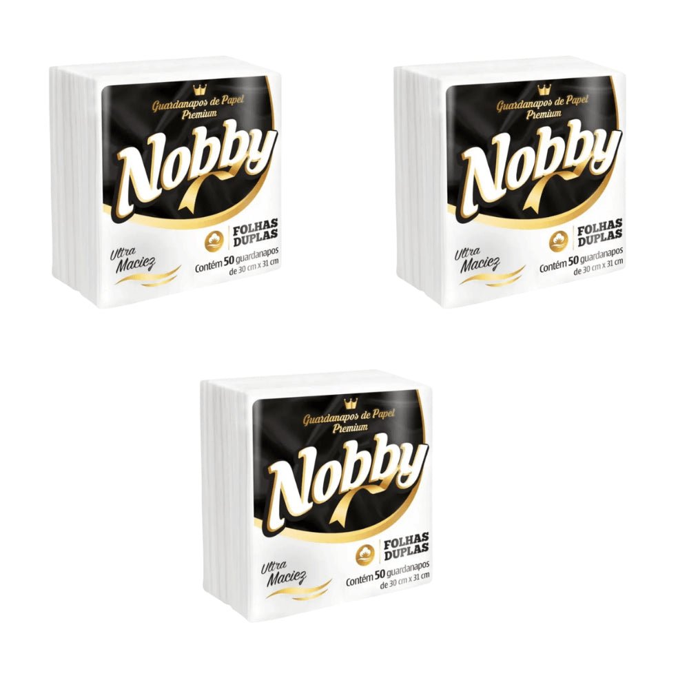 Kit 3 Pacotes Guardanapo 30x31cm Folha Dupla Nobby com 50 folhas - e - dona