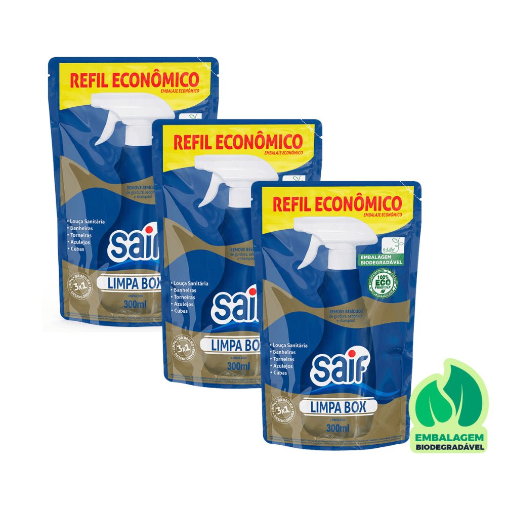 Kit 3 Unidades Limpa Box 300ml Refil Saif - e - dona