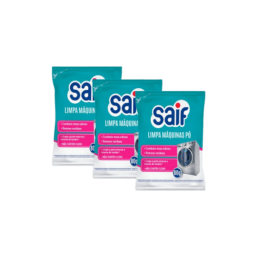 Kit 3 Unidades Limpa Máquinas Pó 80g Saif - e - dona