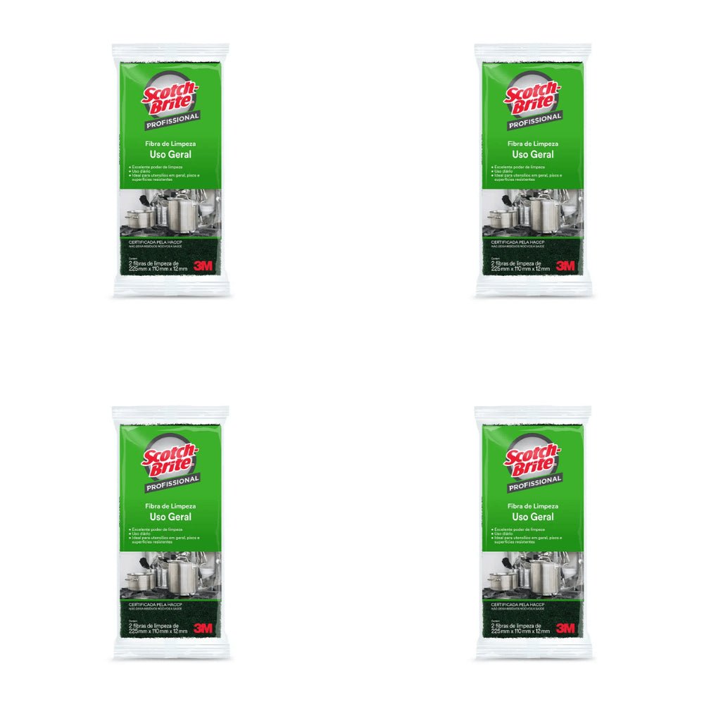 Kit 4 Pacotes de Fibra de Limpeza Uso Geral Scotch Brite com 2 unidades - e - dona