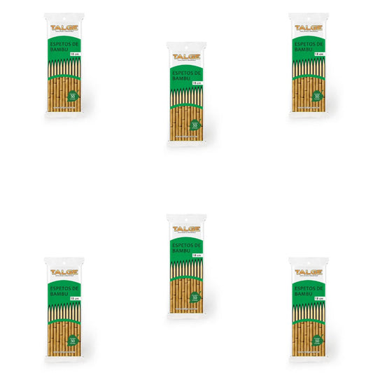 Kit 6 Pacotes de Espetos para churrasco Bambu 18cm Talge com 50 unidades - e - dona