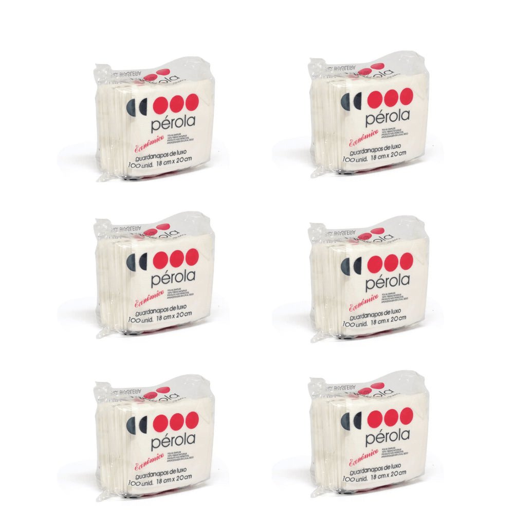 Kit 6 Pacotes de Guardanapo 18x20 folha simples Pérola com 100 folhas - e - dona
