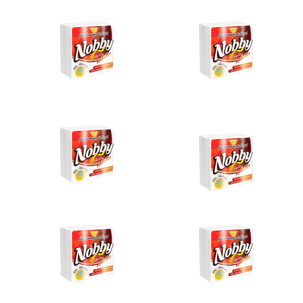 Kit 6 Pacotes de Guardanapo 21x22cm folha simples Nobby com 50 folhas - e - dona
