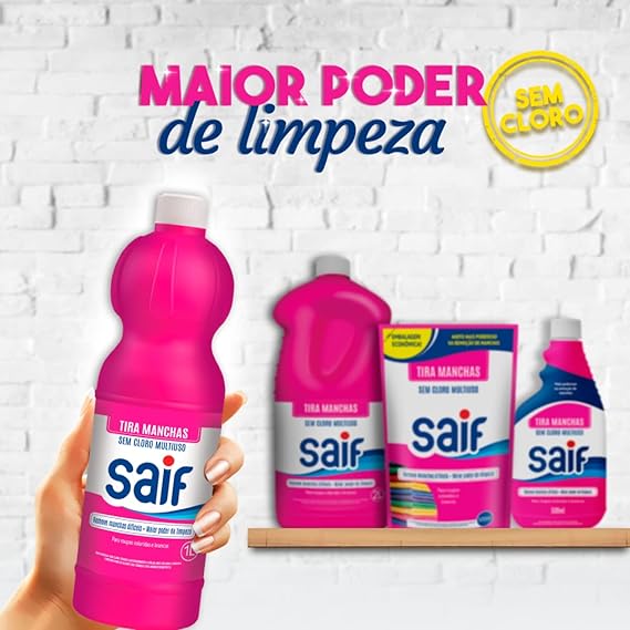 Kit Alvejante S/ Cloro 1 Litro + Refil 500ml Saif - e - dona