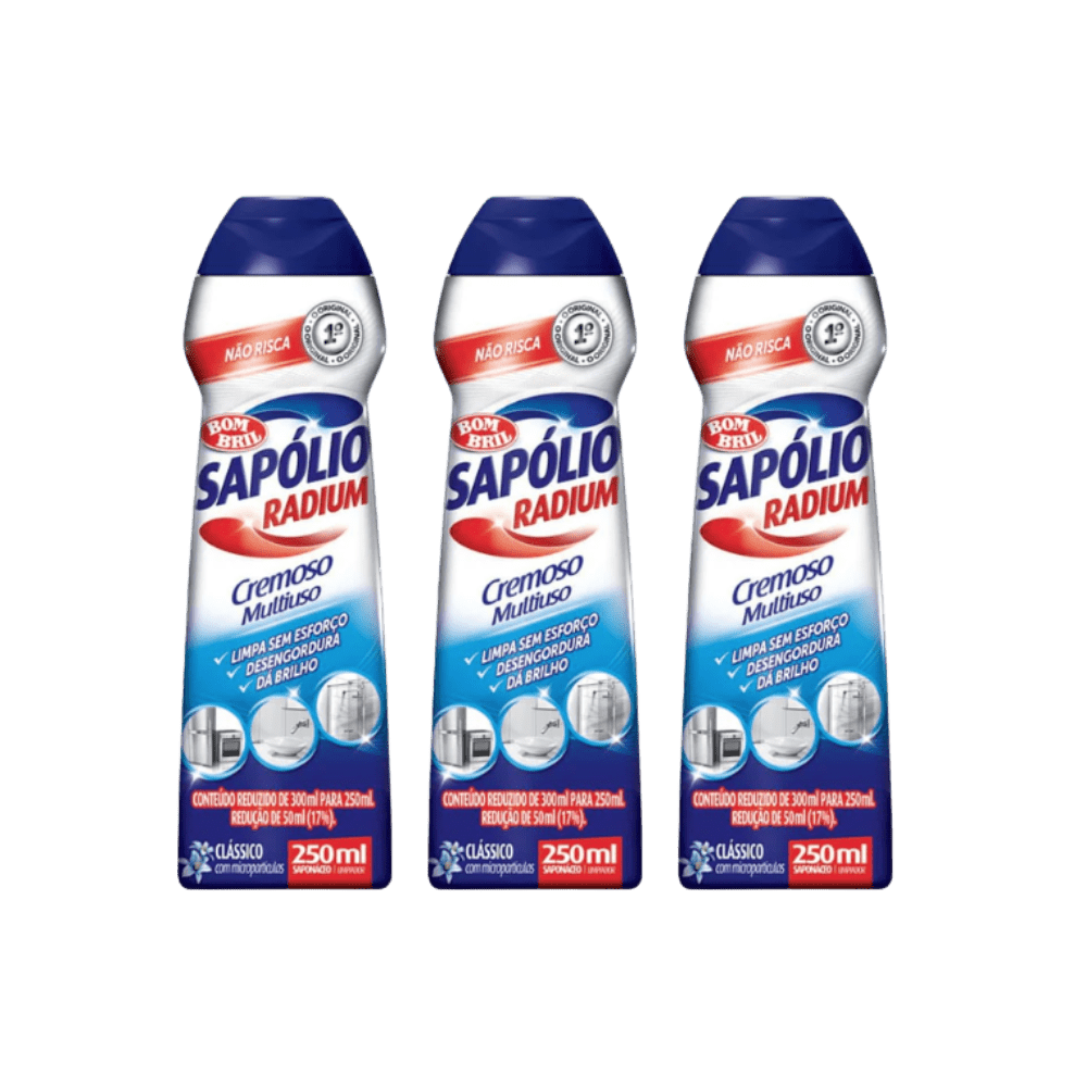 Kit c/3 Saponáceo Cremoso 250ml Sapólio Radium - e - dona