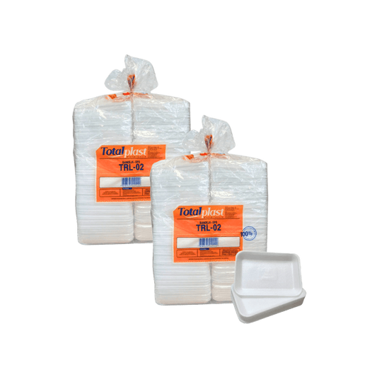 Kit Com 2 Pacotes Bandeja Rasa Isopor TRL - 02 Totalplast c/400 Unidades Cada - e - dona
