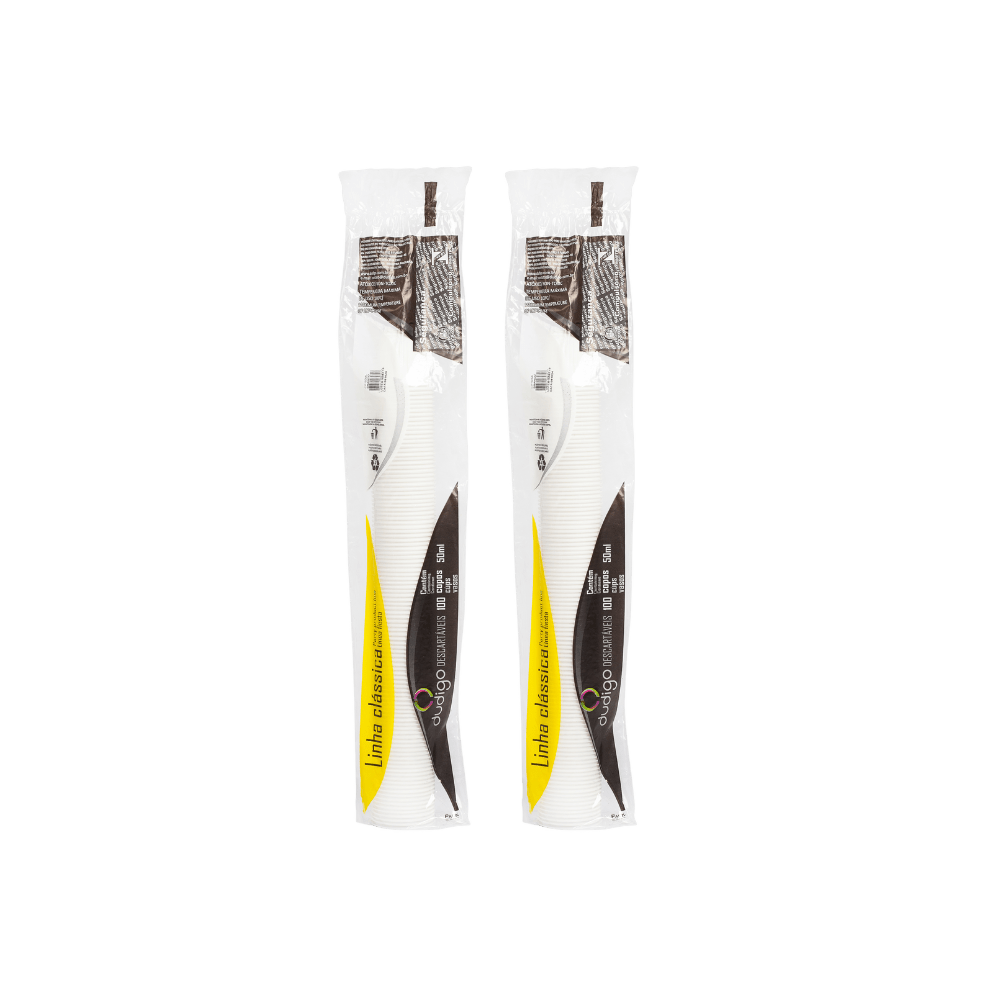 Kit Com 2 Pacotes de Copo de 50ml Dudigo Branco PS - e - dona