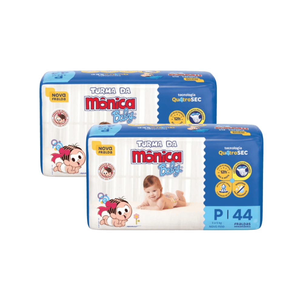 Kit com 2 Pacotes de Fralda Turma da Mônica – 44 Unidades Cada - e - dona