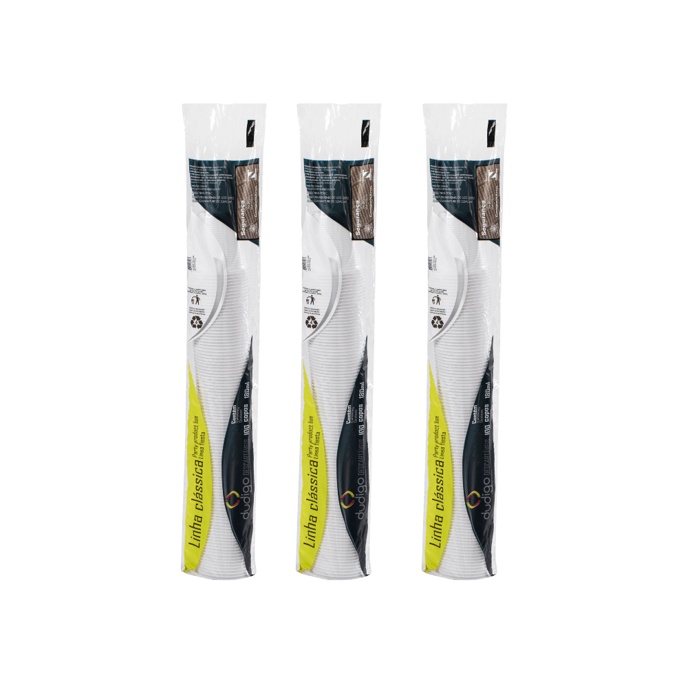 Kit Com 3 Pacotes de Copo 180ml Glight TR PS 100 Unidades Cada - e - dona