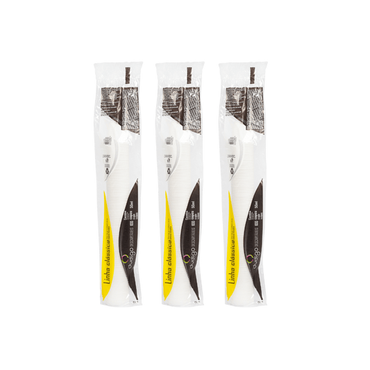 Kit Com 3 Pacotes de Copo 50ml Dudigo Branco PS - e - dona
