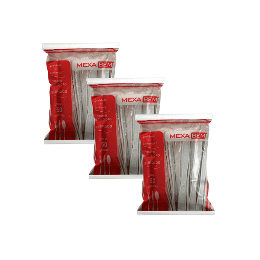 Kit Com 3 Pacotes de Faca Branco 50 Unidades Cada Mexabem - e - dona