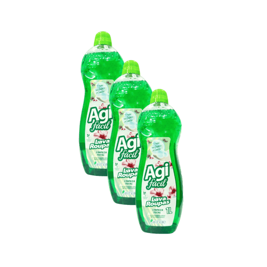 Kit com 3 Sabões Líquidos 1L Agifácil Limpeza Total - e - dona