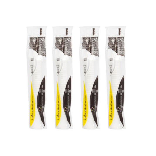 Kit Com 4 Pacotes de Copo 50ml Dudigo Branco PS - e - dona