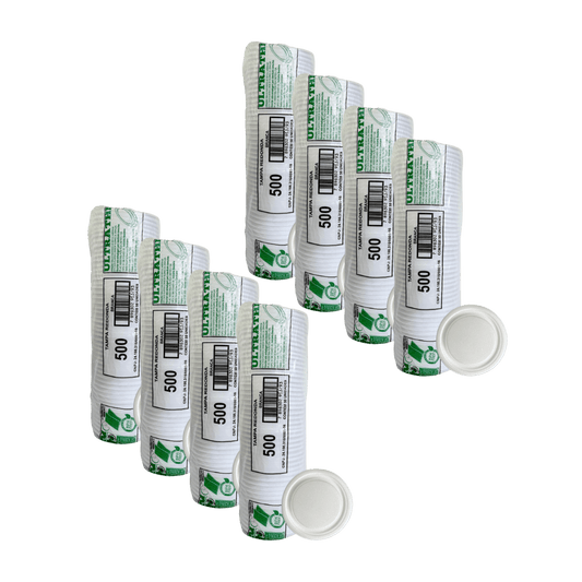 Kit com 8 Pacotes de Tampa de Isopor Ultra 500ml — 50 Unidades Cada - e - dona