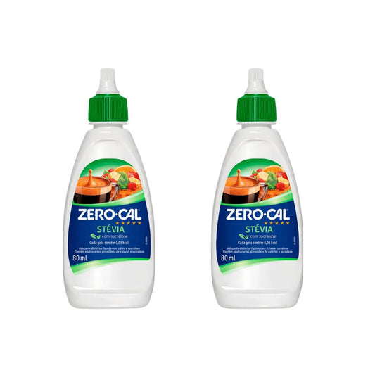 Kit de 2 Adoçantes líquido Zero Cal Stévia c/ Sucralose 80ml - e - dona