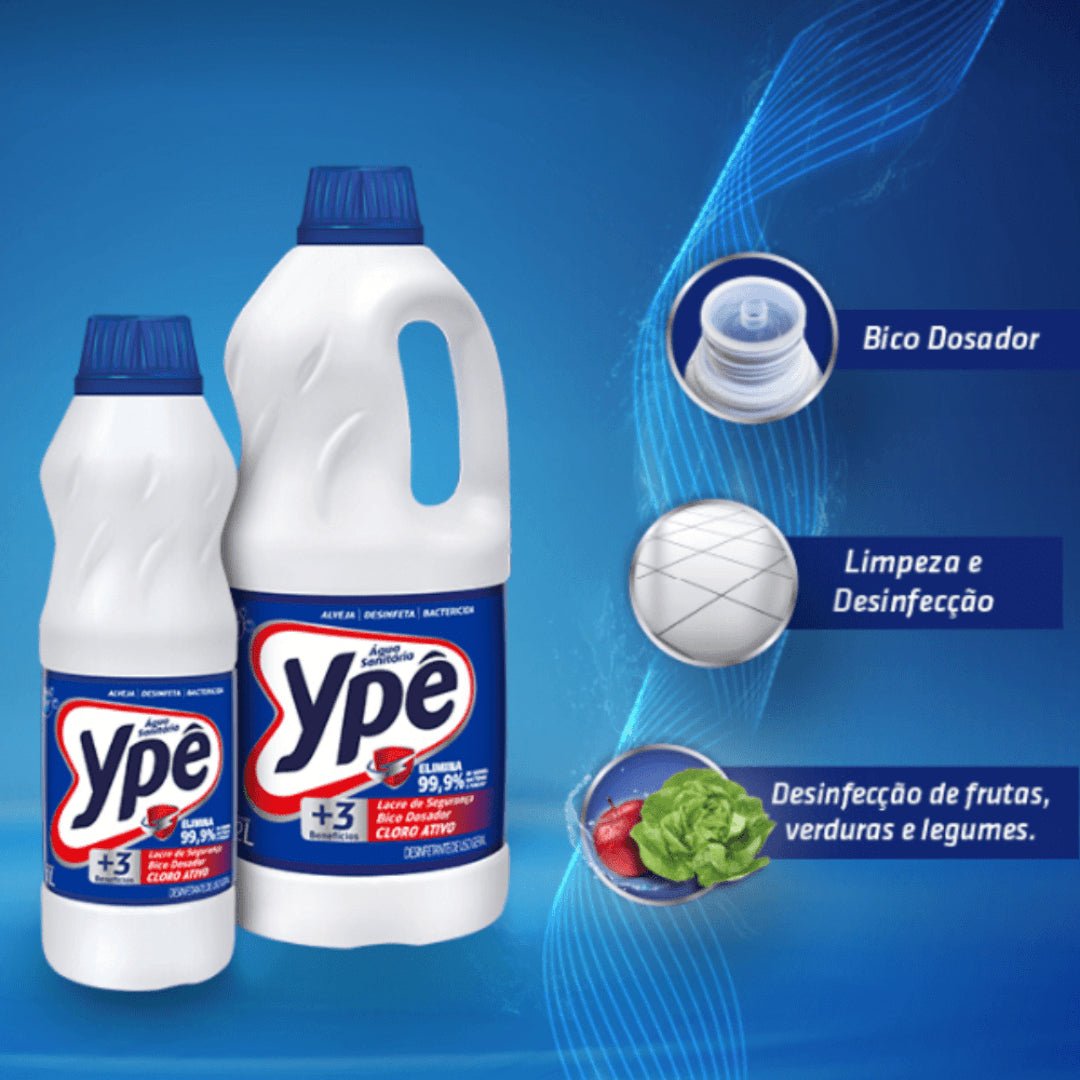 Kit de 2 Águas Sanitárias com cloro ativo Ypê 1 Litro - e - dona