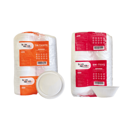 Kit de 2 Pacotes de Marmitex de Isopor 750ml com Tampa Bom Apetite – 100 Unidades Cada (BM102) - e - dona