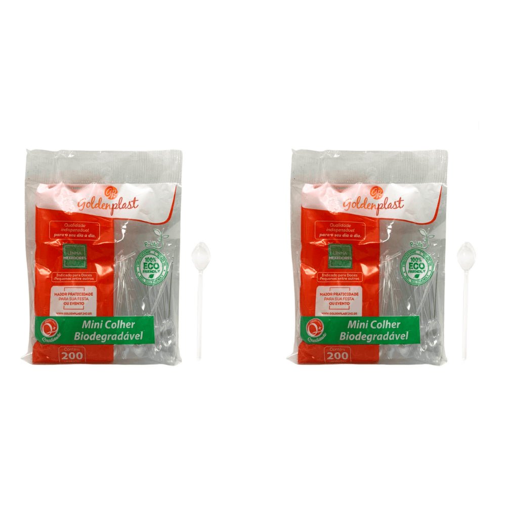 Kit de Colher Mexedora para Café 8cm Cristal Biodegradável Goldenplast 2 Pacotes com 200 unidades - e - dona