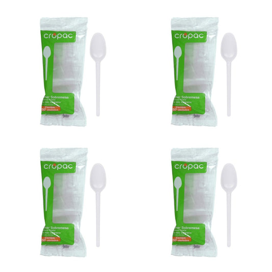 Kit de Colher para Sobremesa 12,2cm Branca Cropac 4 Pacotes com 50 unidades - e - dona