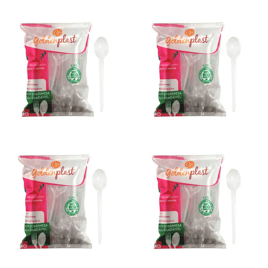 Kit de Colher para Sobremesa 12,2cm Cristal Goldenplast 4 Pacotes com 50 unidades - e - dona