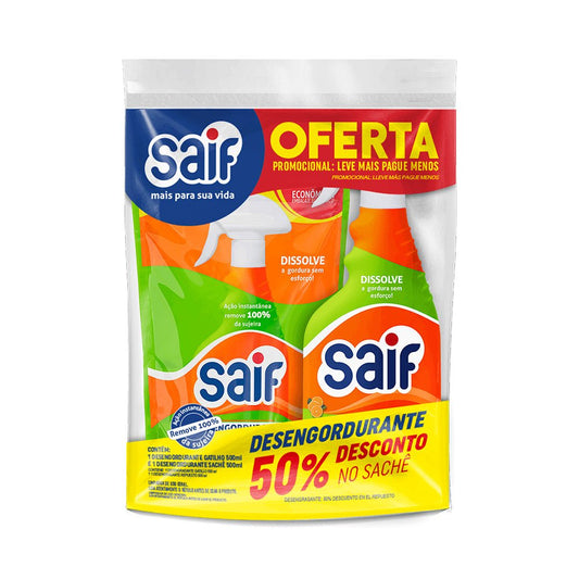 Kit de Desengordurante Gatilho 500ml + Sachê 500ml Saif - e - dona