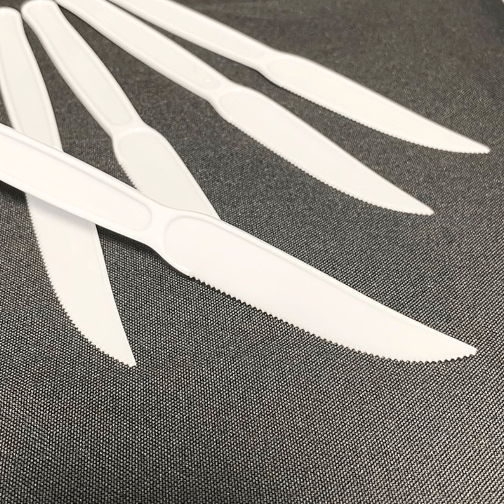 Kit de Faca para Refeição 17,5cm Branca Reforçada Biodegradável Goldenplast 2 Pacotes com 50 unidades - e - dona