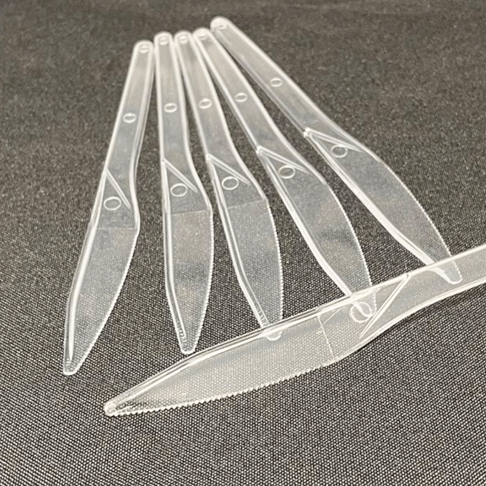 Kit de Faca para Refeição Leve 15cm Transparente Goldenplast 3 Pacotes com 50 unidades - e - dona