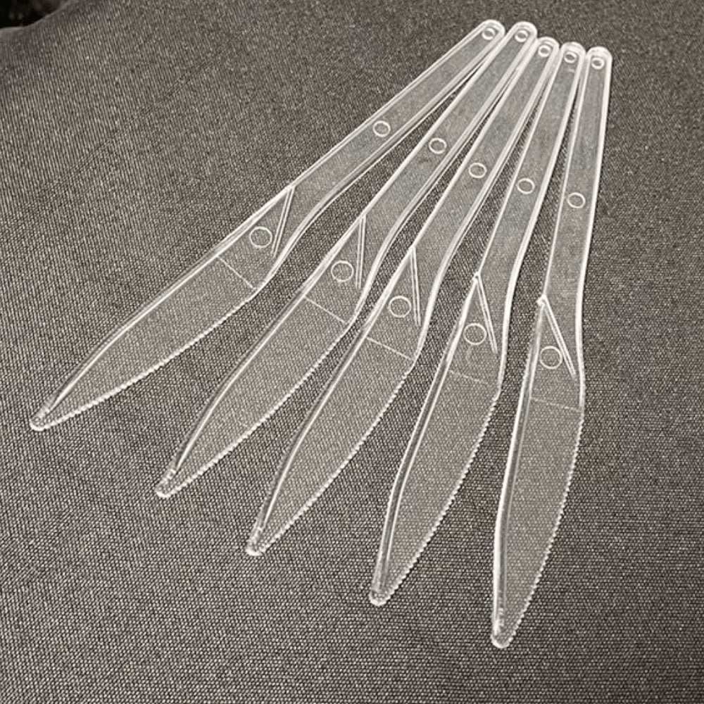 Kit de Faca para Refeição Leve 15cm Transparente Goldenplast 3 Pacotes com 50 unidades - e - dona