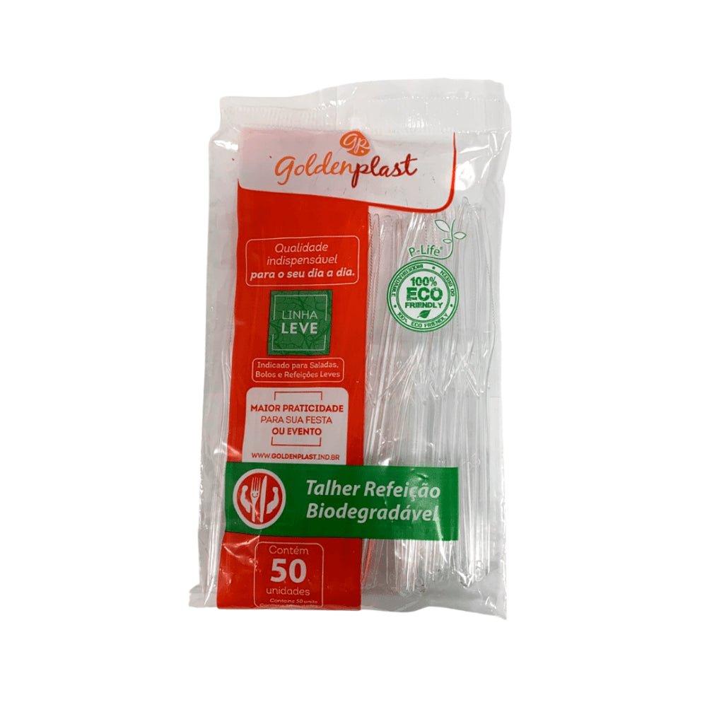 Kit de Faca para Refeição Leve 15cm Transparente Goldenplast 3 Pacotes com 50 unidades - e - dona