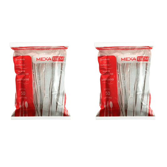 Kit de Faca para Refeição Reforçada 17,7cm Cristal Branca Mexa Bem 2 Pacotes com 50 unidades - e - dona