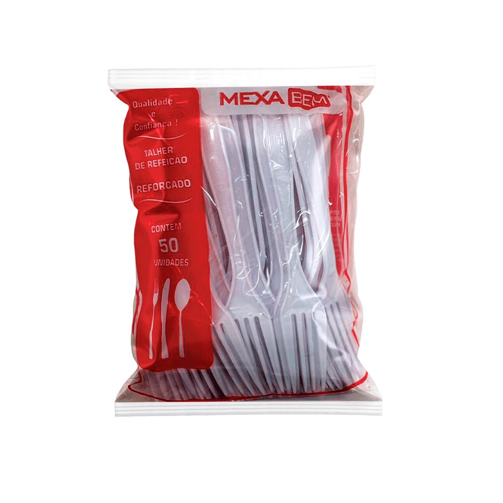 Kit de Garfo para Refeição Reforçado 17,7cm Cristal Mexa Bem 2 Pacotes com 50 unidades - e - dona