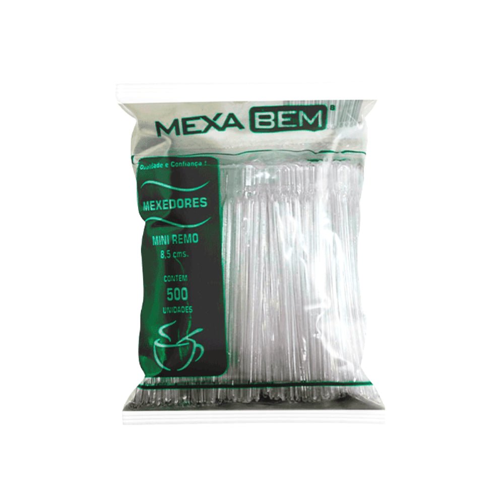 Kit de Palheta para café 8,5cm Cristal Mexa Bem 3 Pacotes com 500 unidades - e - dona