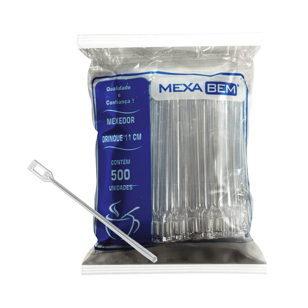 Kit de Palheta plástica para Drink 11cm Mexa Bem 2 Pacotes com 500 unidades - e - dona