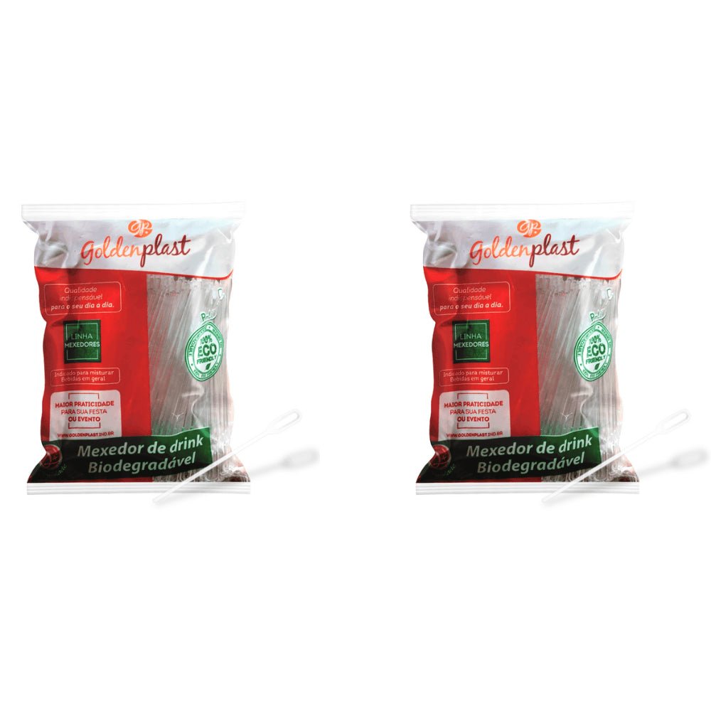 Kit de Palheta Plástica para Drinks 11cm Goldenplast 2 Pacotes com 500 unidades - e - dona