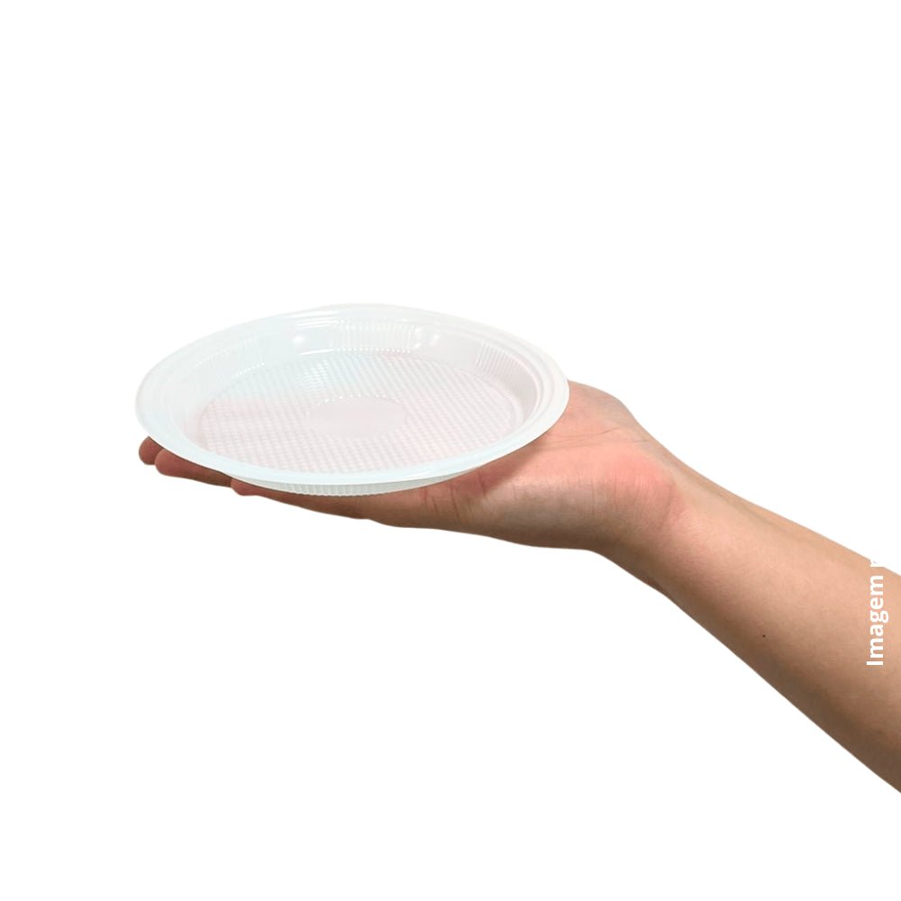Kit de Prato Raso 15cm Branco para Sobremesa Copaza 10 Pacotes com 10 unidades - e - dona