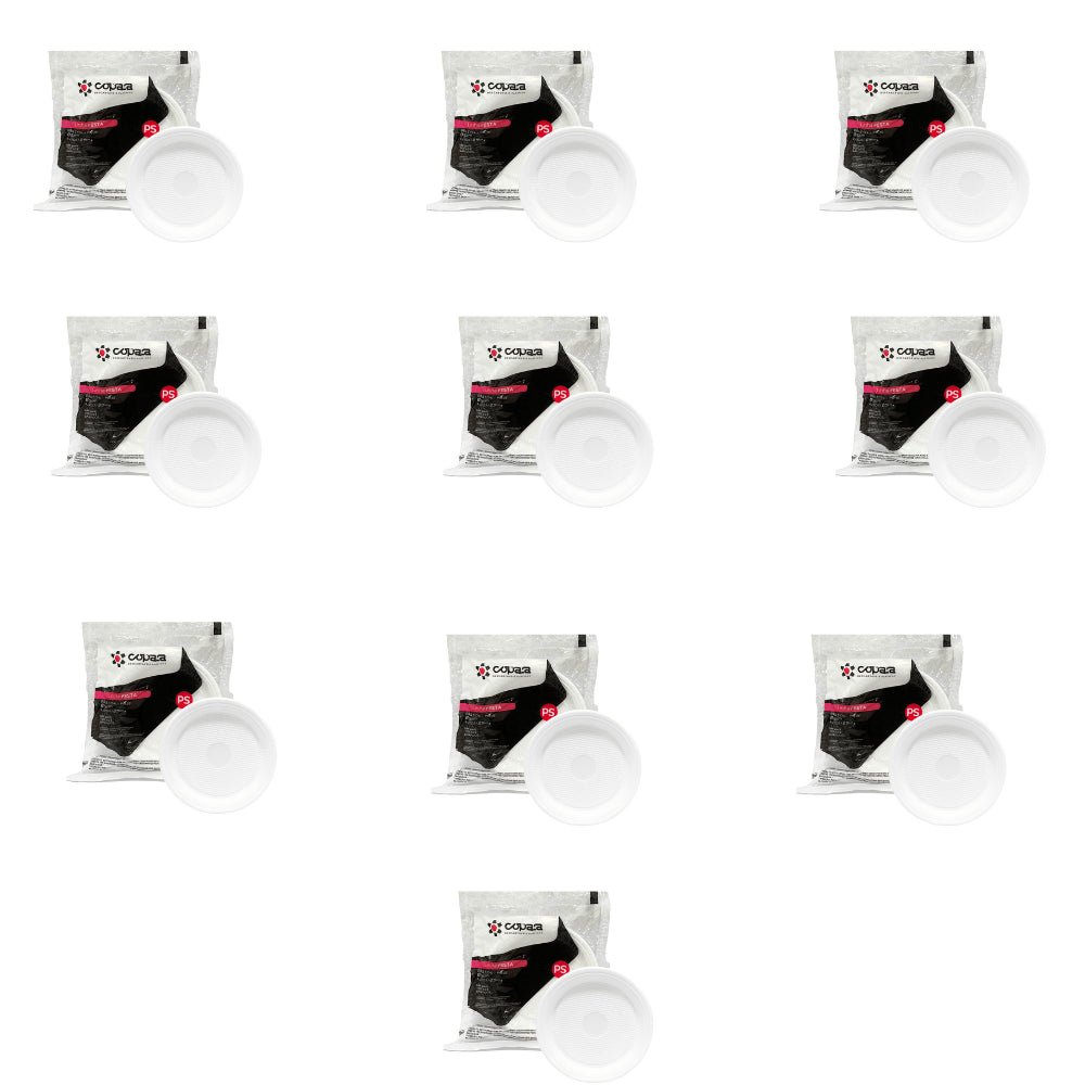 Kit de Prato Raso 15cm Branco para Sobremesa Copaza 10 Pacotes com 10 unidades - e - dona