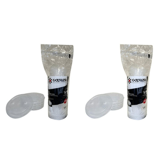 Kit de Tampa para copo 440/550ml Braile Furada Translúcida Copaza 2 Pacotes com 50 unidades - e - dona