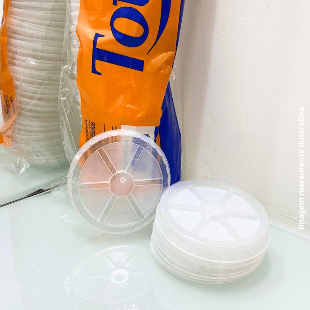 Kit de Tampa Transparente para copos Térmicos 120ml Totalplast 2 Pacotes com 100 unidades - e - dona