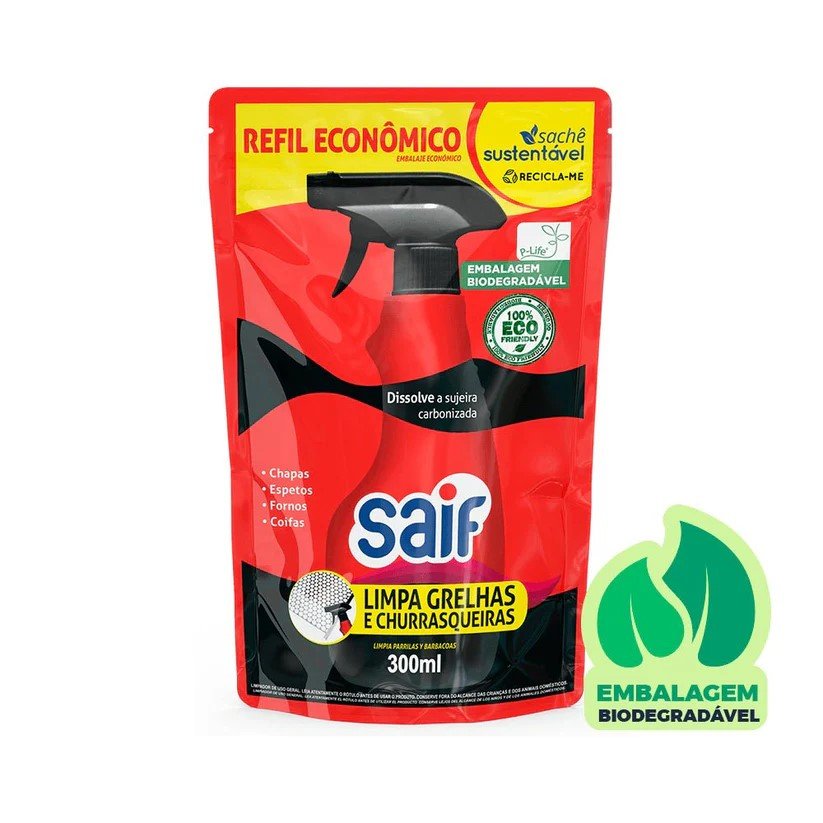 Kit Limpa Grelha e Churrasqueira 300ml + Refil Saif - e - dona