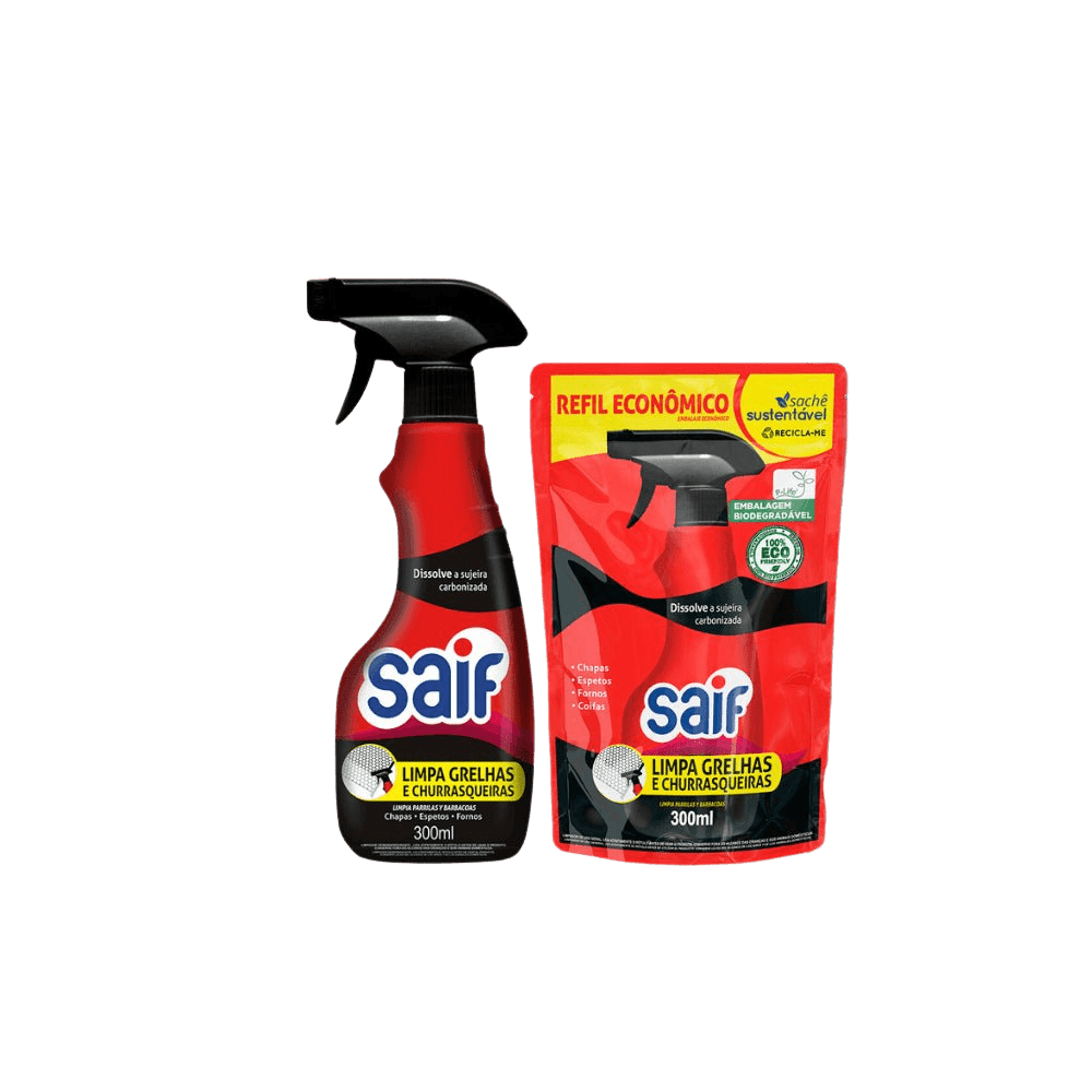 Kit Limpa Grelha e Churrasqueira 300ml + Refil Saif - e - dona