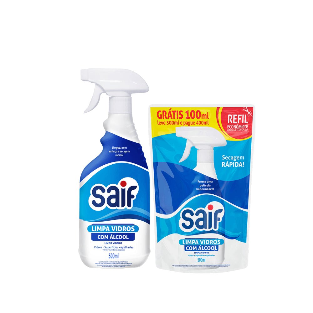 Kit Limpa Vidro Spray + Refil 500ml Saif - e - dona