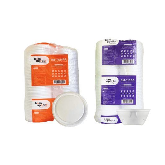 Kit Marmitex Isopor 1100ml Bom Apetite com Tampa - e - dona