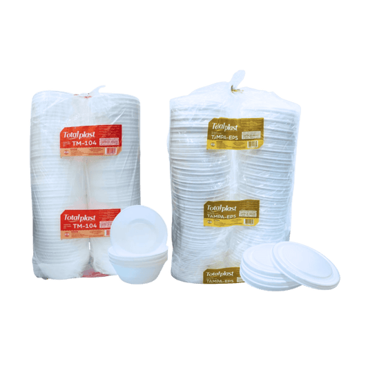 Kit Marmitex Isopor 1100ml Total Plast com Tampa – 100 Unidades Cada - e - dona