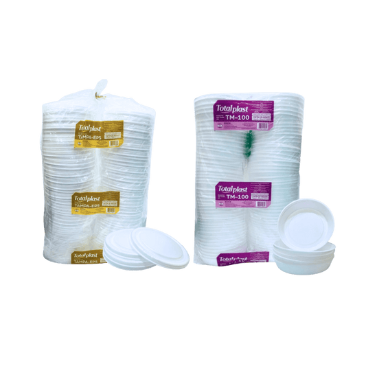 Kit Marmitex Isopor 500ml Totalplast com Tampa – 100 Unidades Cada - e - dona