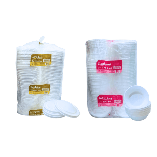 Kit Marmitex Isopor 750ml Total Plast com Tampa – 100 Unidades Cada - e - dona