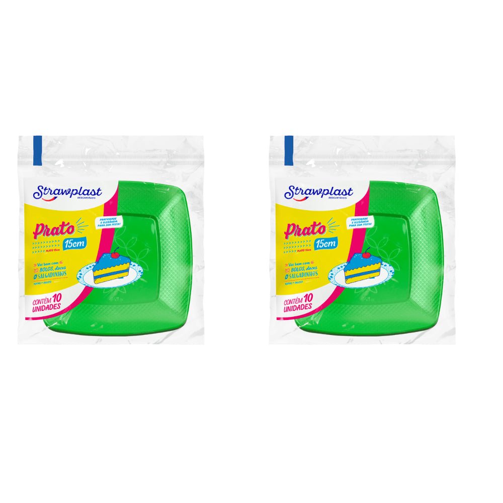 Kit Prato Quadrado 15 cm 2 Pacotes com 10 Unidades - e - dona