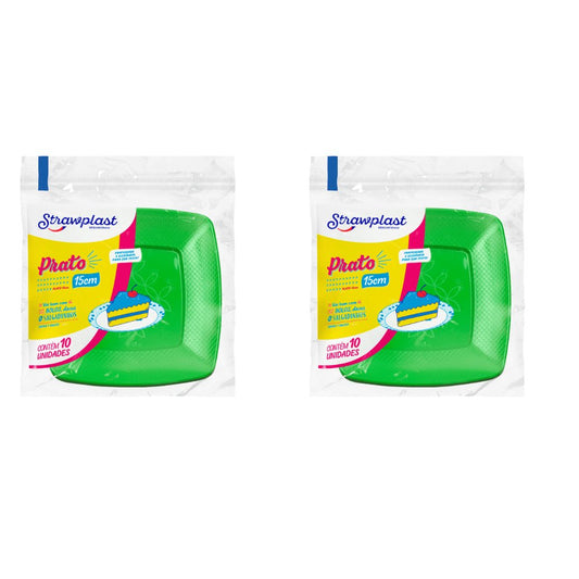 Kit Prato Quadrado 15 cm 2 Pacotes com 10 Unidades - e - dona