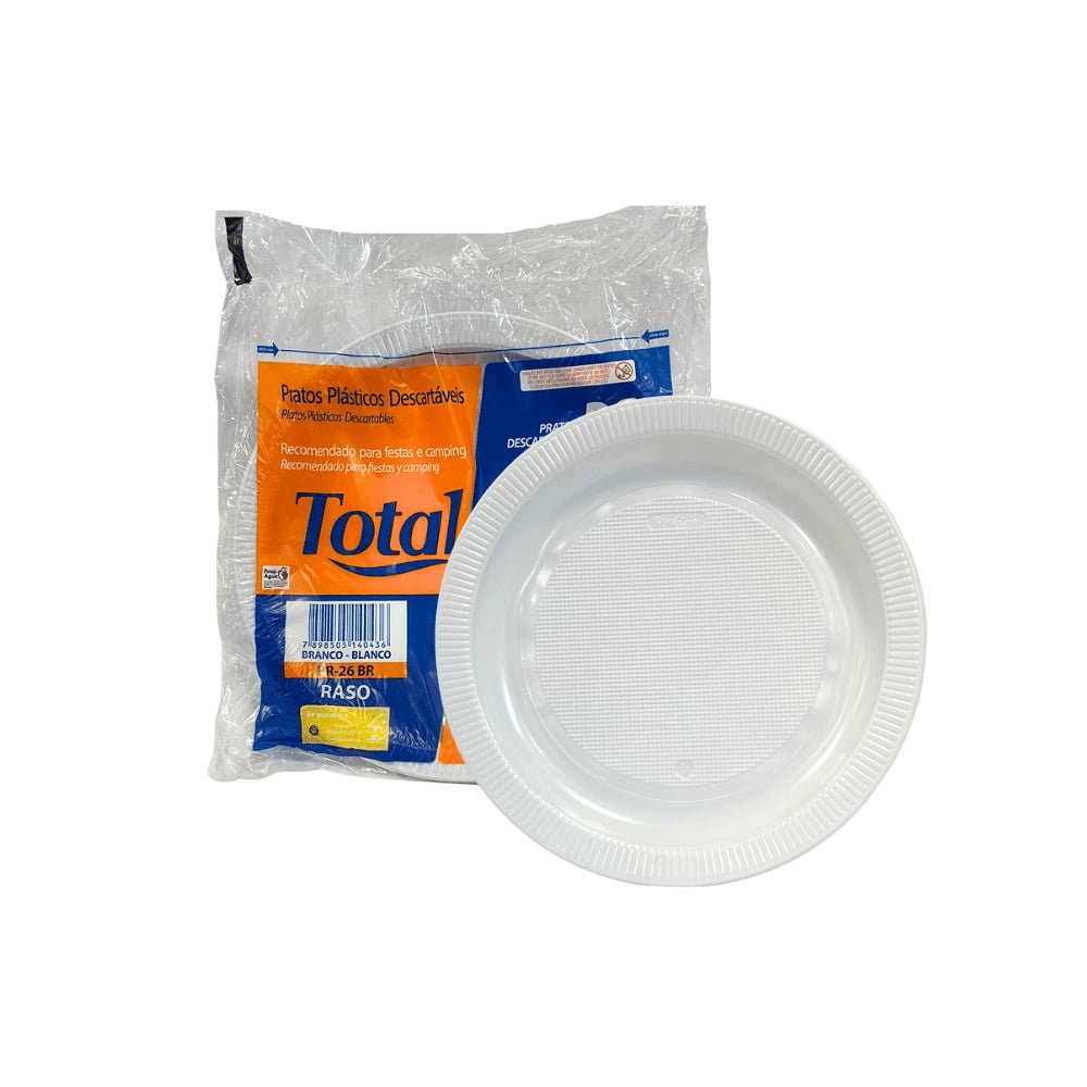 Kit Prato Raso 26 Cm Totalplast Branco 3 Pacotes com 10 Unidades - e - dona