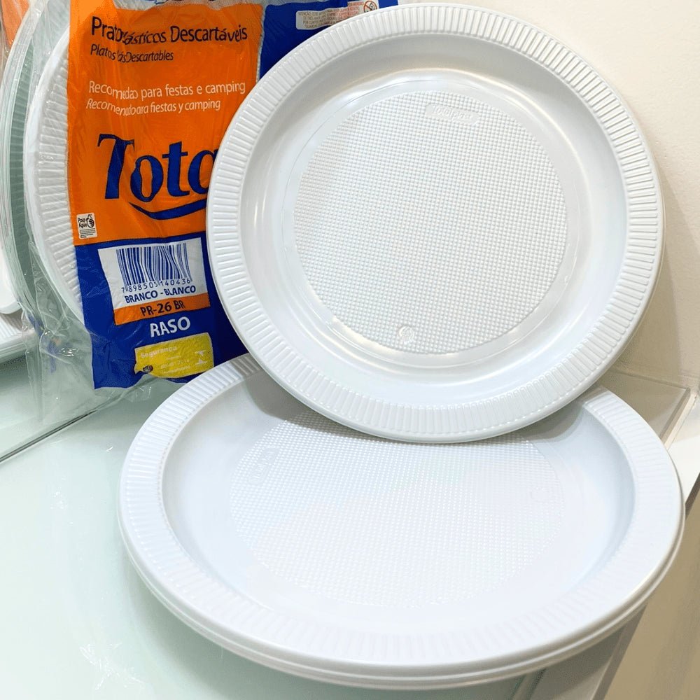 Kit Prato Raso 26 Cm Totalplast Branco 3 Pacotes com 10 Unidades - e - dona